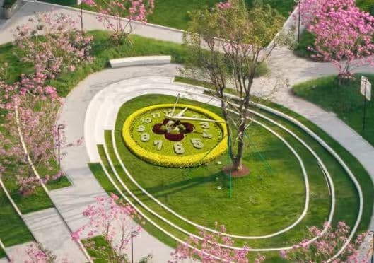 Floral clock in Foshan Nanhai District, China.
