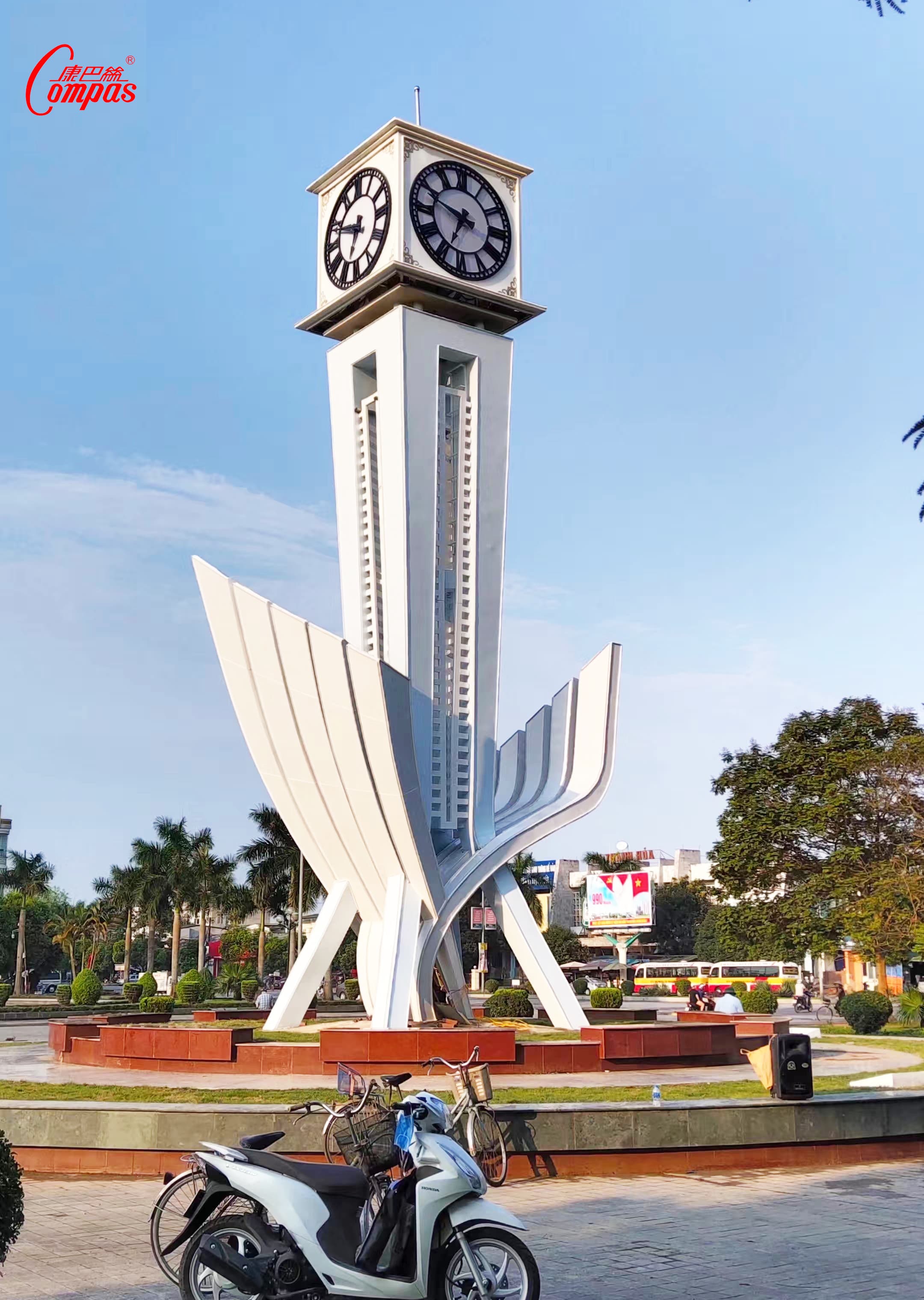 Four-sided tower clock in Ho Chi Minh City, Vietnam.